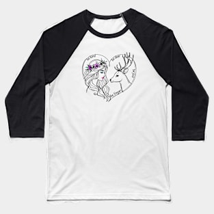 Vegan Girl And A Deer Baseball T-Shirt